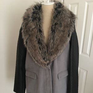Gray Donna Salyers Fabulous Furs Coat with Faux Fur Shawl Collar - 2X